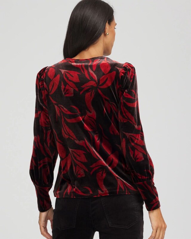 Velvet Rose Banded-Cuff Top - image 3